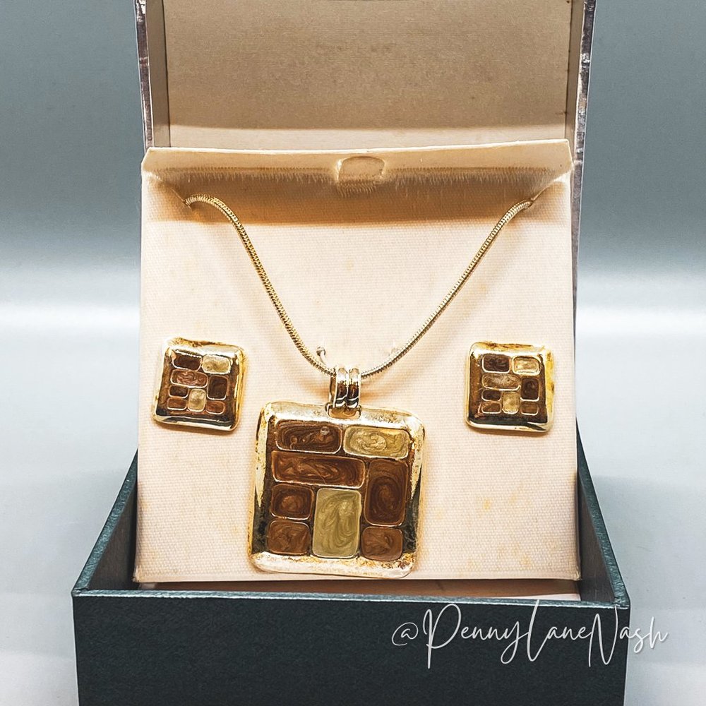 Worthington Square Geometric Necklace & Stud Earrings Set - Picture 1 of 7